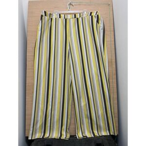 Catherines Yellow Black Striped Wide Leg Pants High Rise Plus Size 22/24W